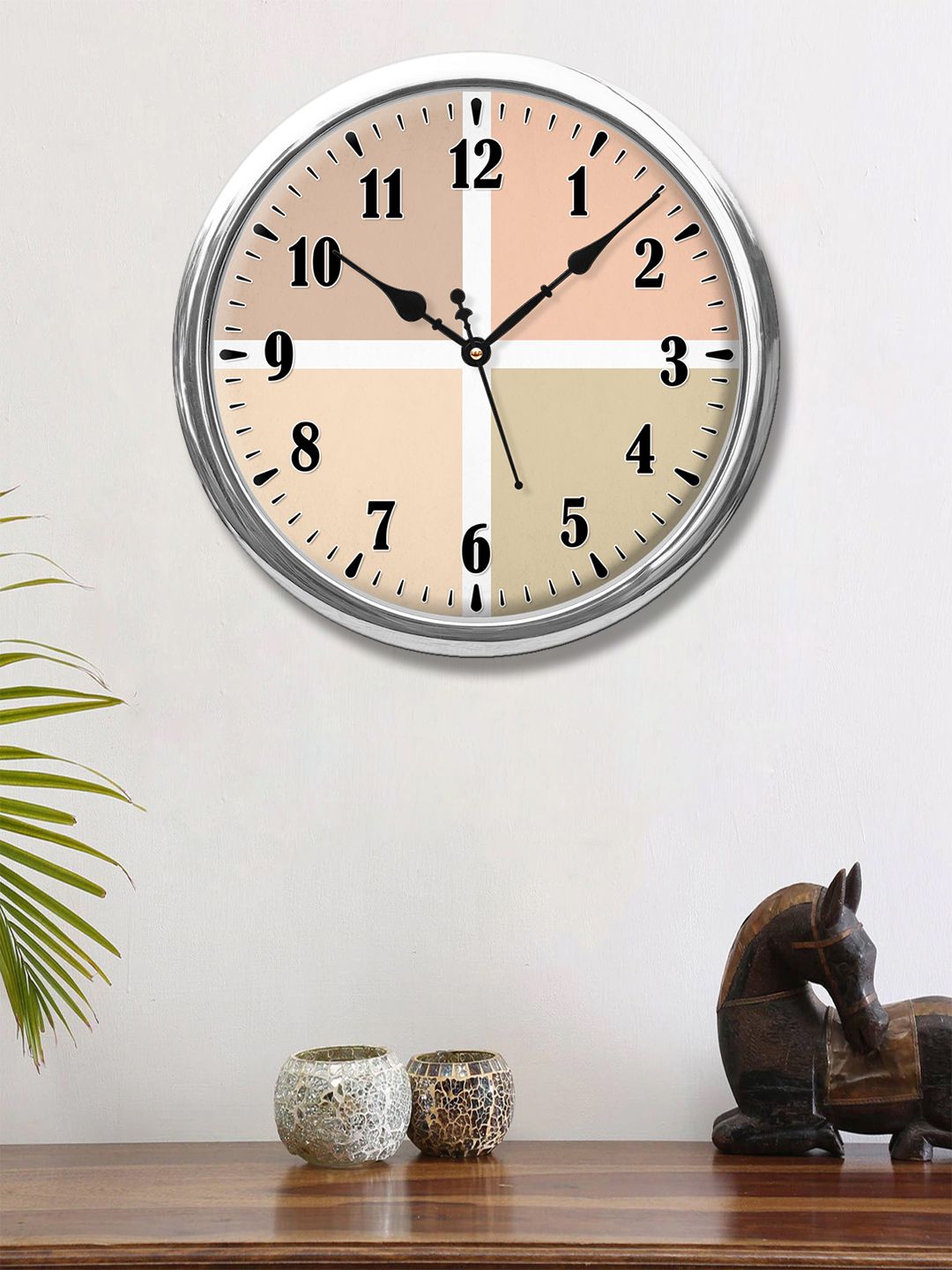 999Store Multicoloured Geometric Striped Contemporary Round Wall Clock Price in India