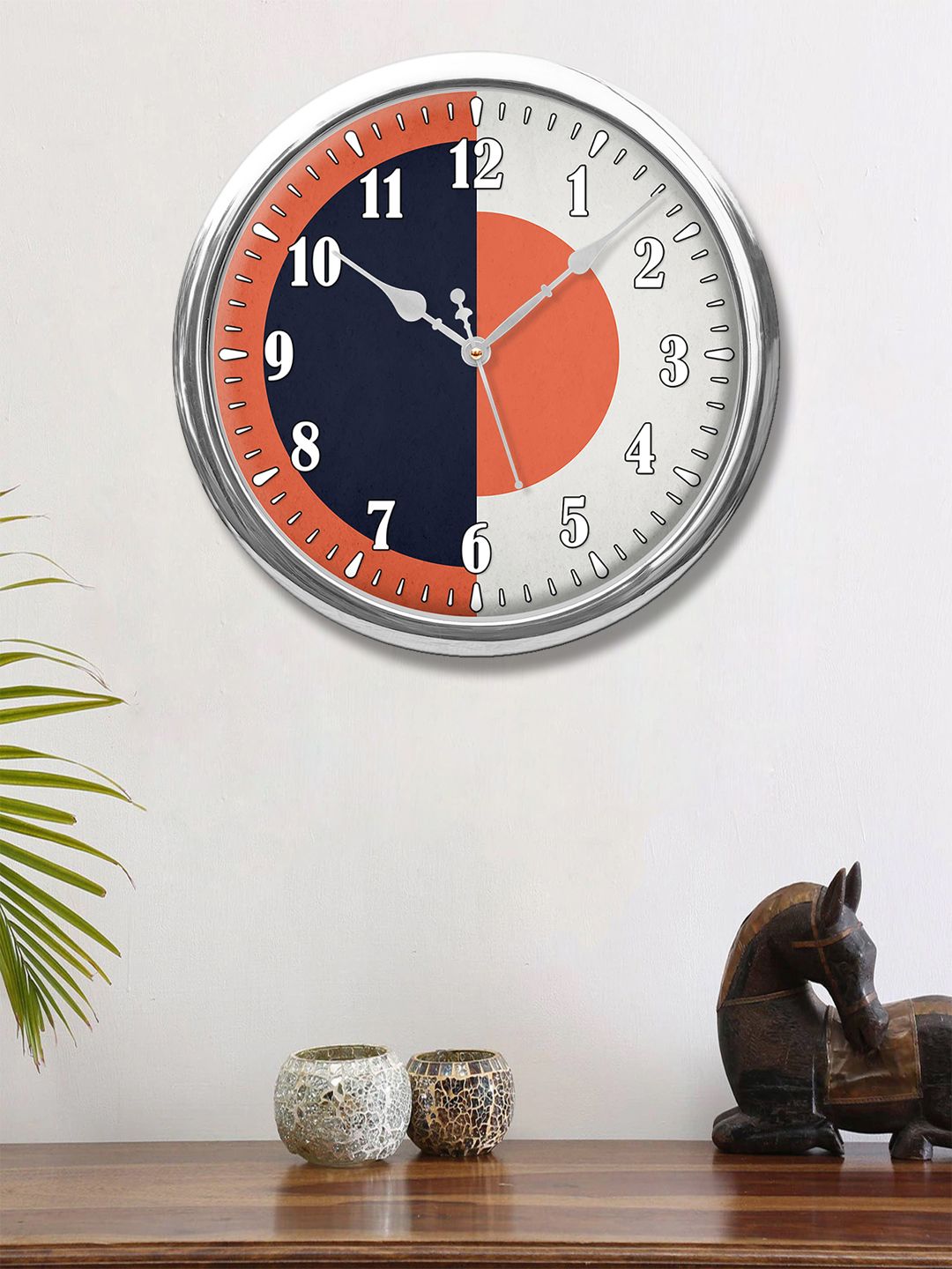 999Store Grey & Navy Blue Printed Contemporary Wall Clock Price in India