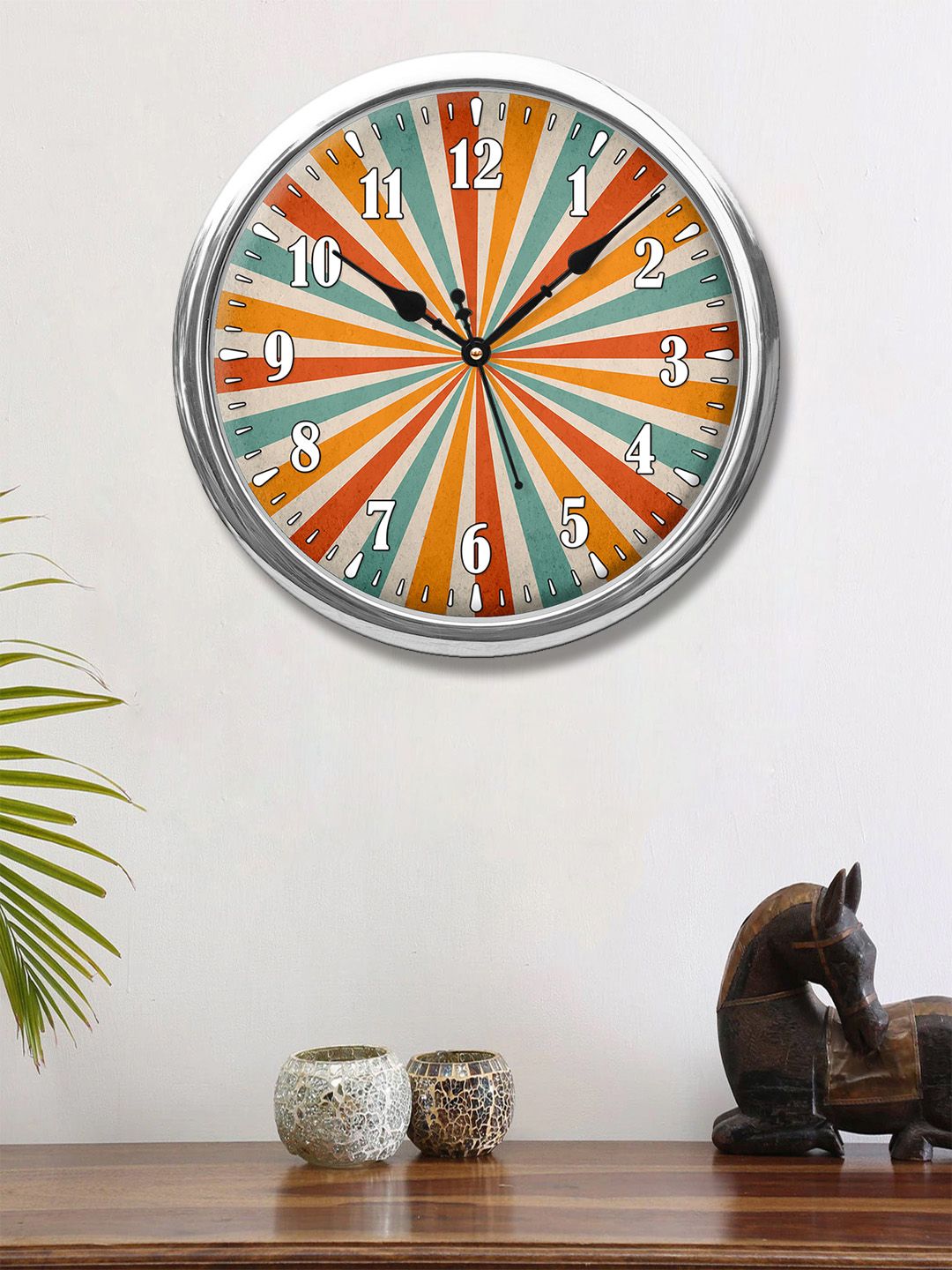 999Store Red & Orange Printed Contemporary Wall Clock Price in India