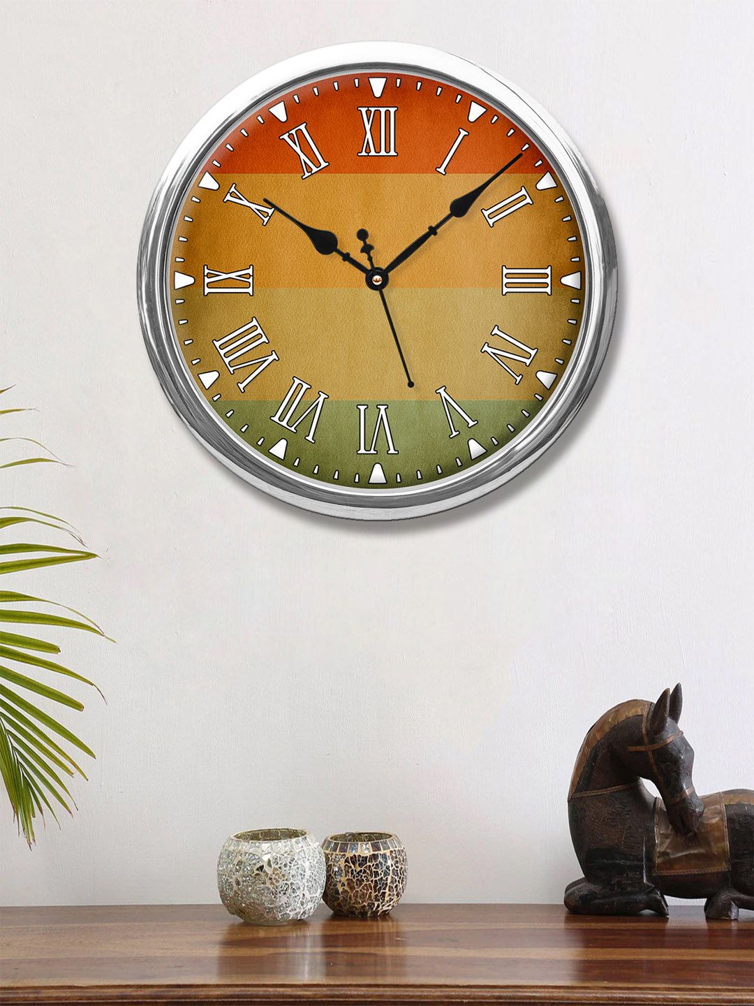 999Store Multicoloured Geometric Printed Contemporary Round Wall Clock Price in India