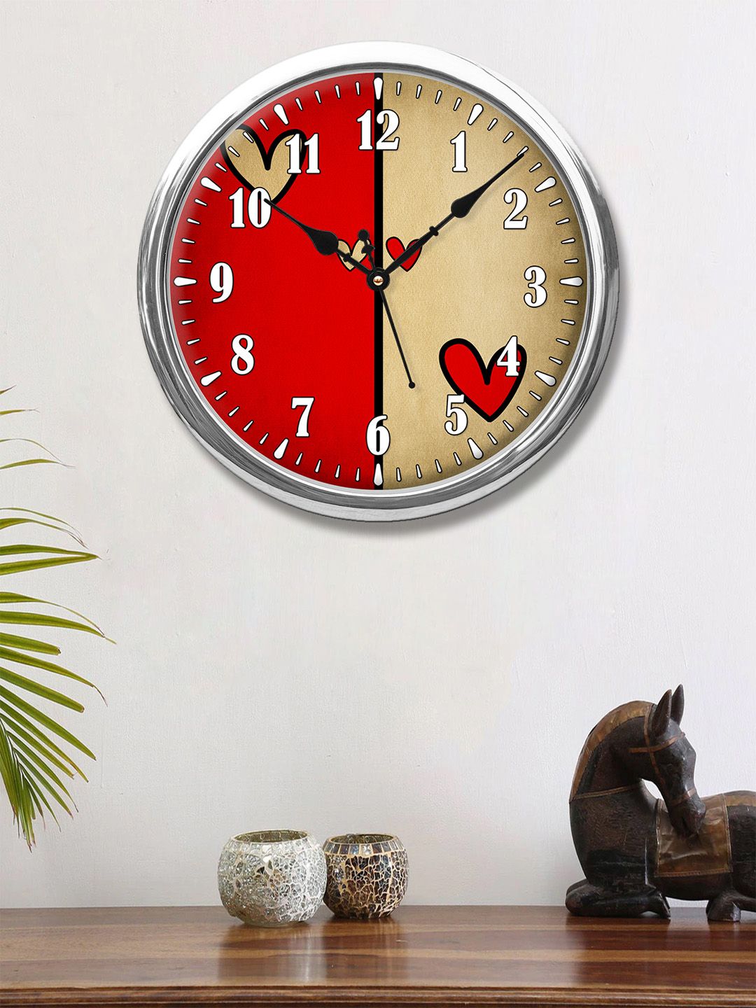 999Store Red & Brown Printed Contemporary Wall Clock Price in India