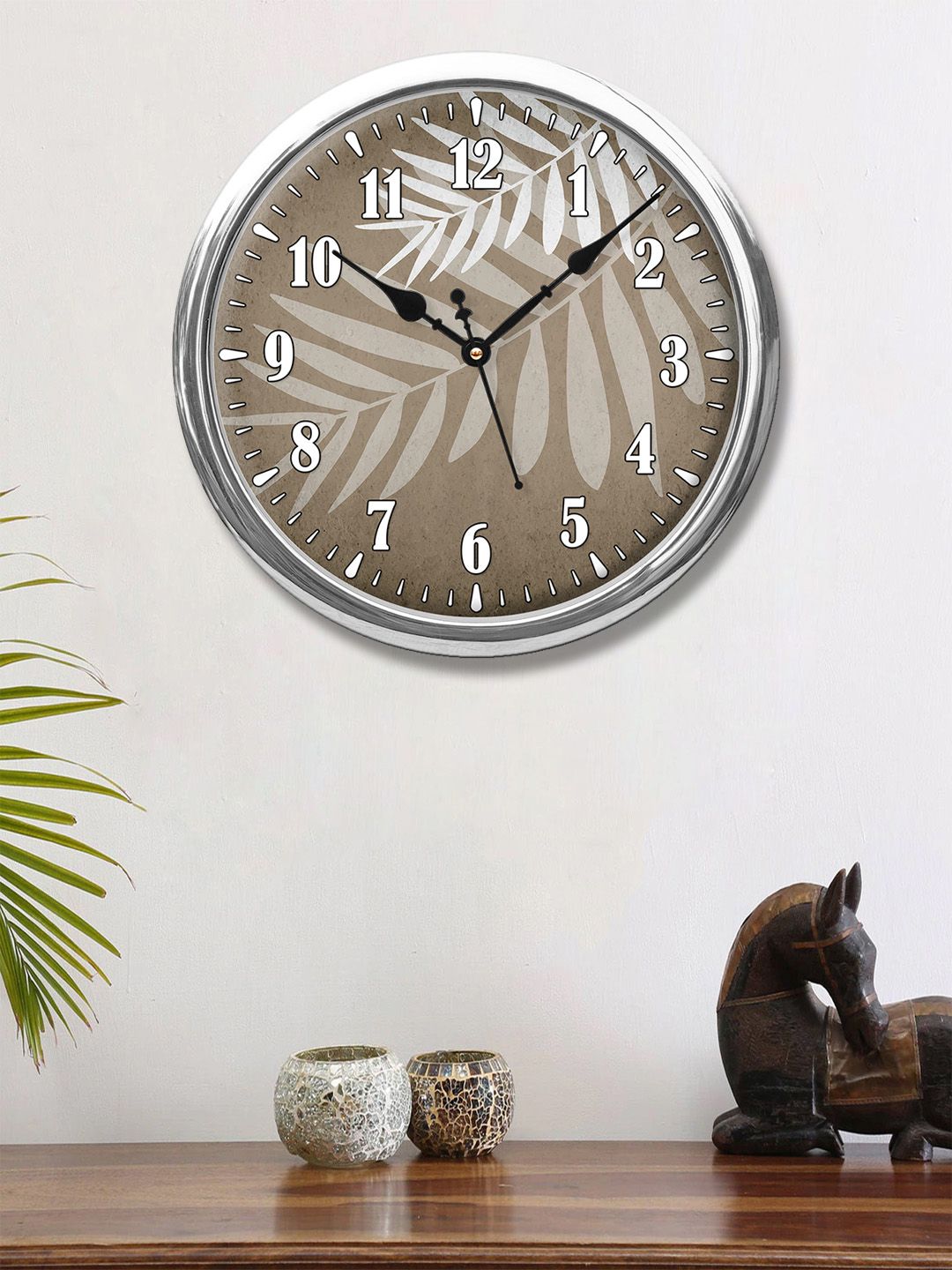 999Store Brown & Grey Printed Contemporary Wall Clock Price in India