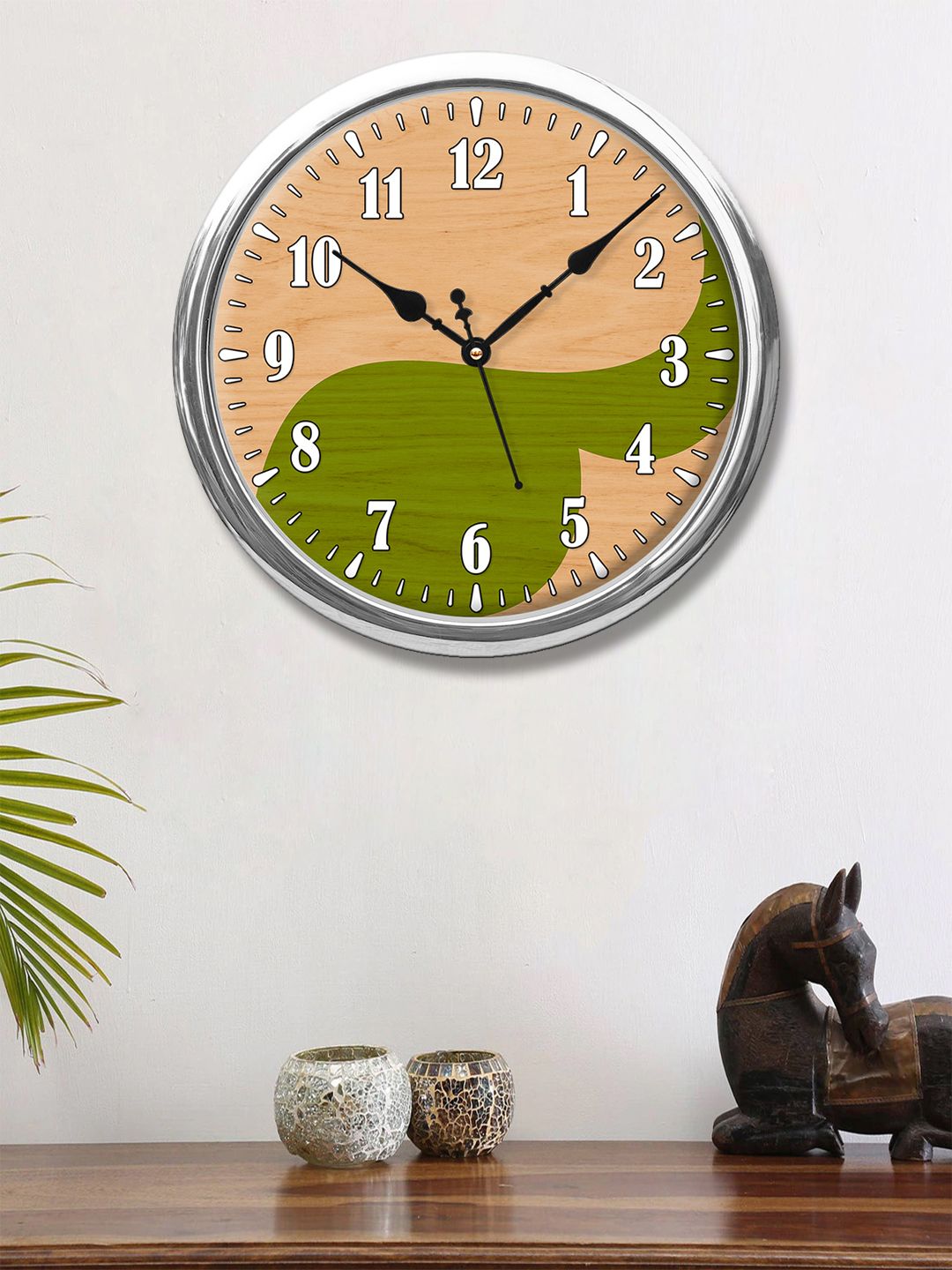 999Store Brown & Green Printed Contemporary Wall Clock Price in India