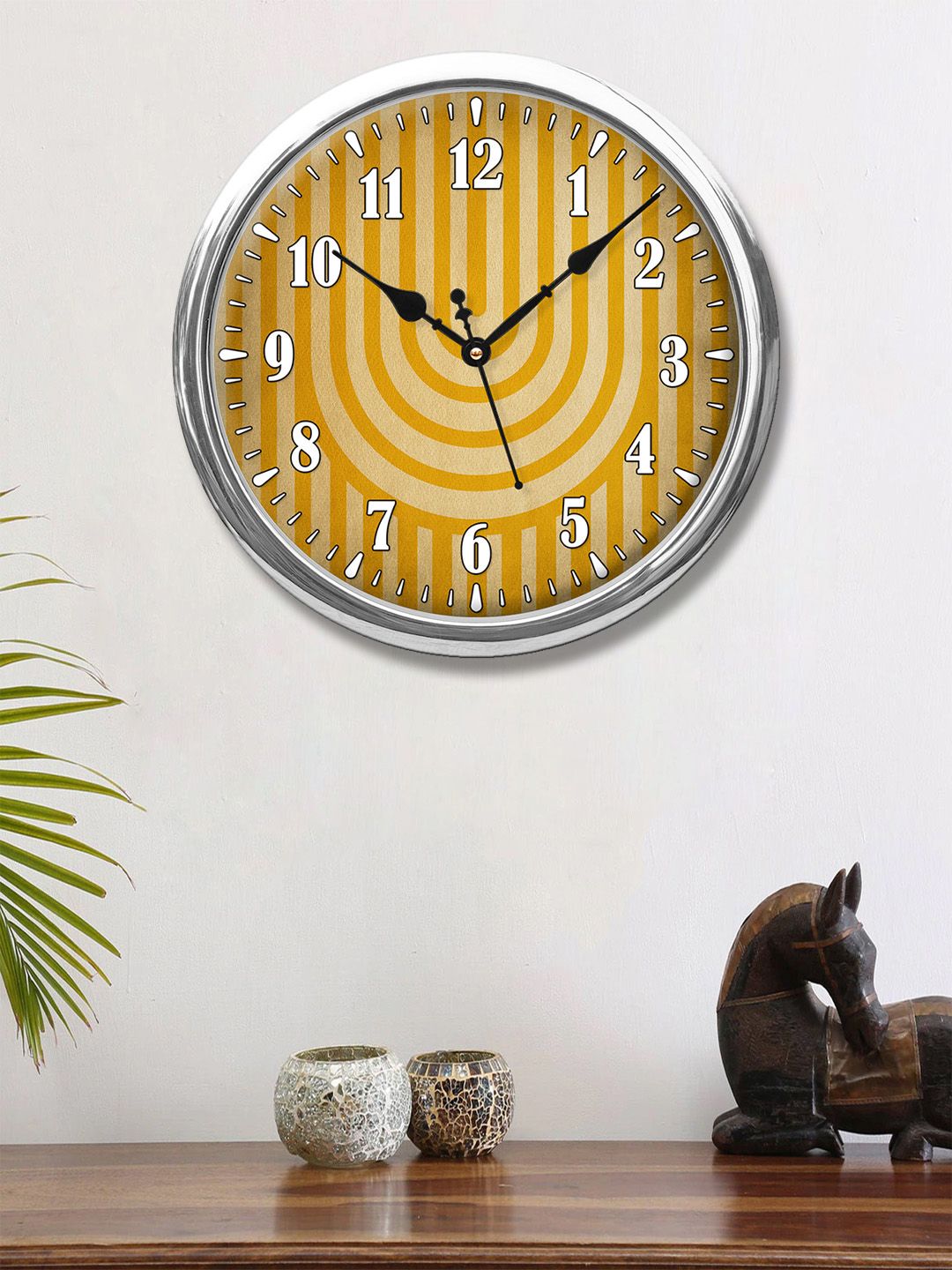 999Store Yellow & White Printed Contemporary Wall Clock Price in India