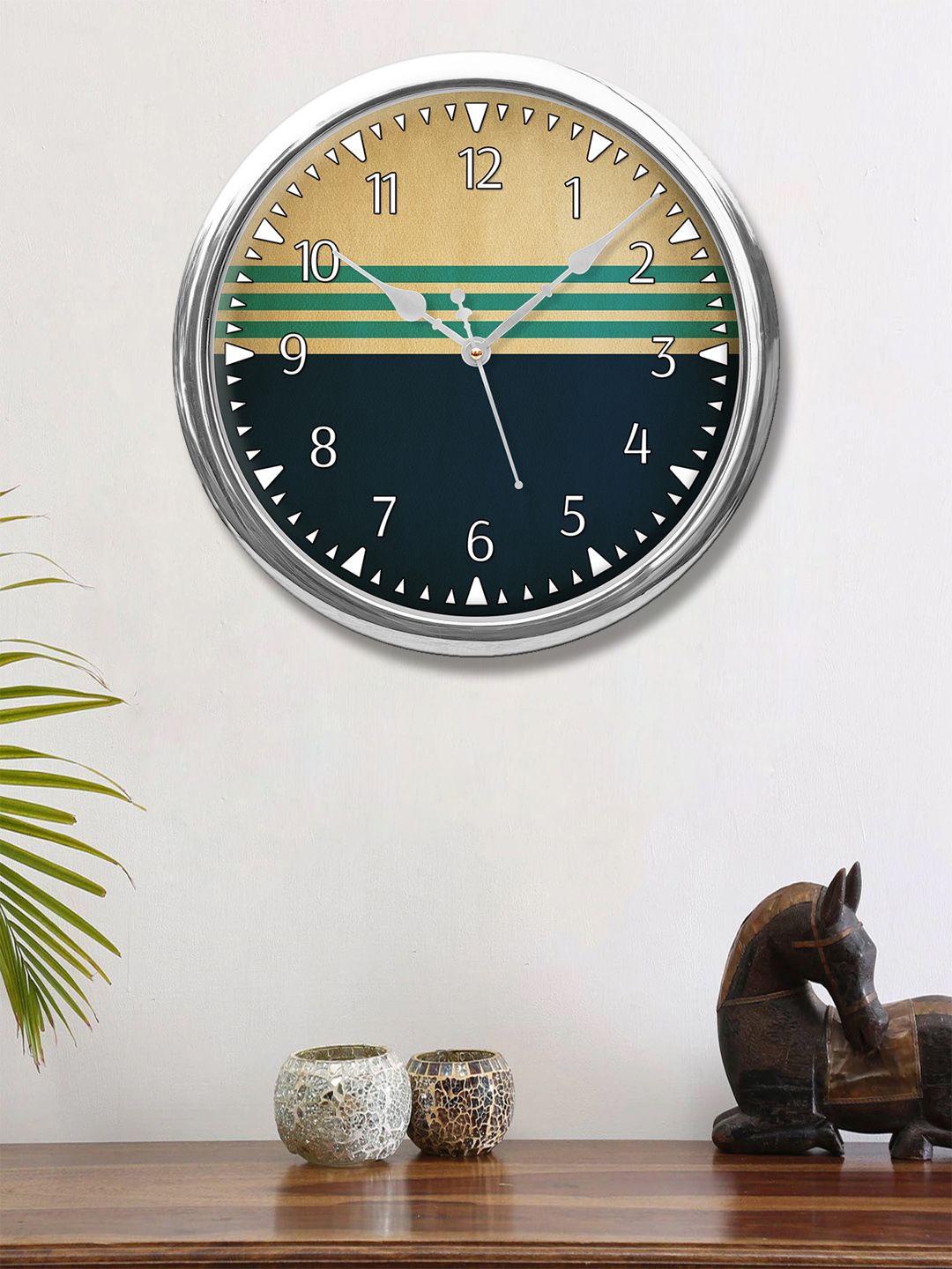 999Store Black & Green Printed Contemporary Wall Clock 30 cm Price in India