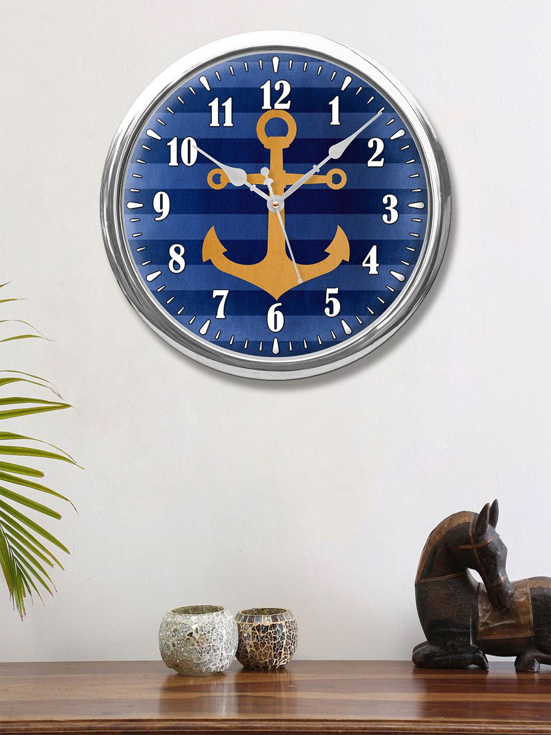 999Store Blue & Brown Printed Contemporary Wall Clock Price in India