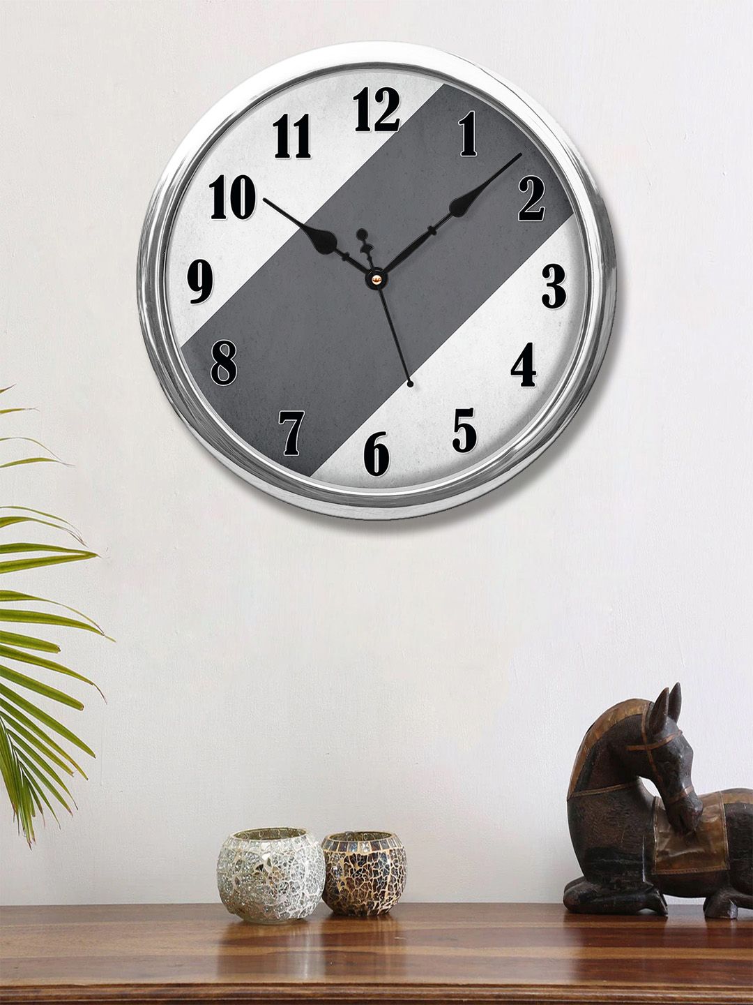 999Store Grey & White Colourblocked Contemporary Wall Clock 30 cm Price in India