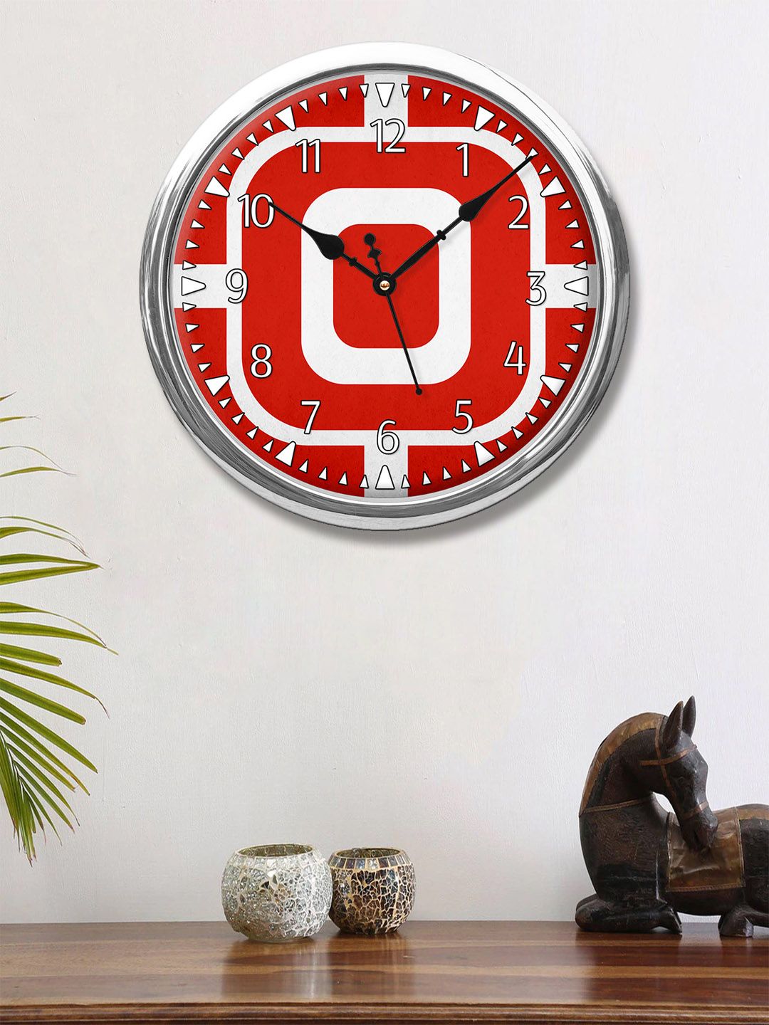 999Store Red & White Printed Traditional Wall Clock Price in India