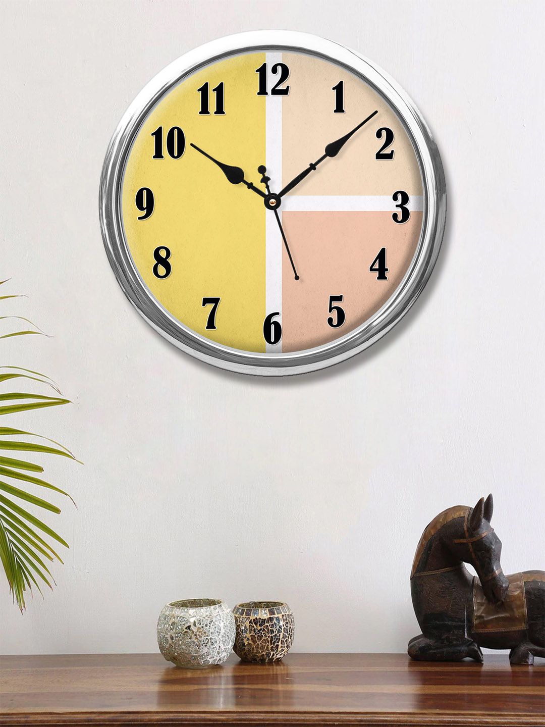 999Store Yellow & White Printed Contemporary Wall Clock Price in India