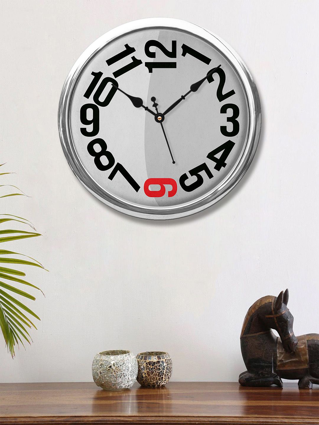 999Store Grey & Black Printed Contemporary Wall Clock 30 cm Price in India