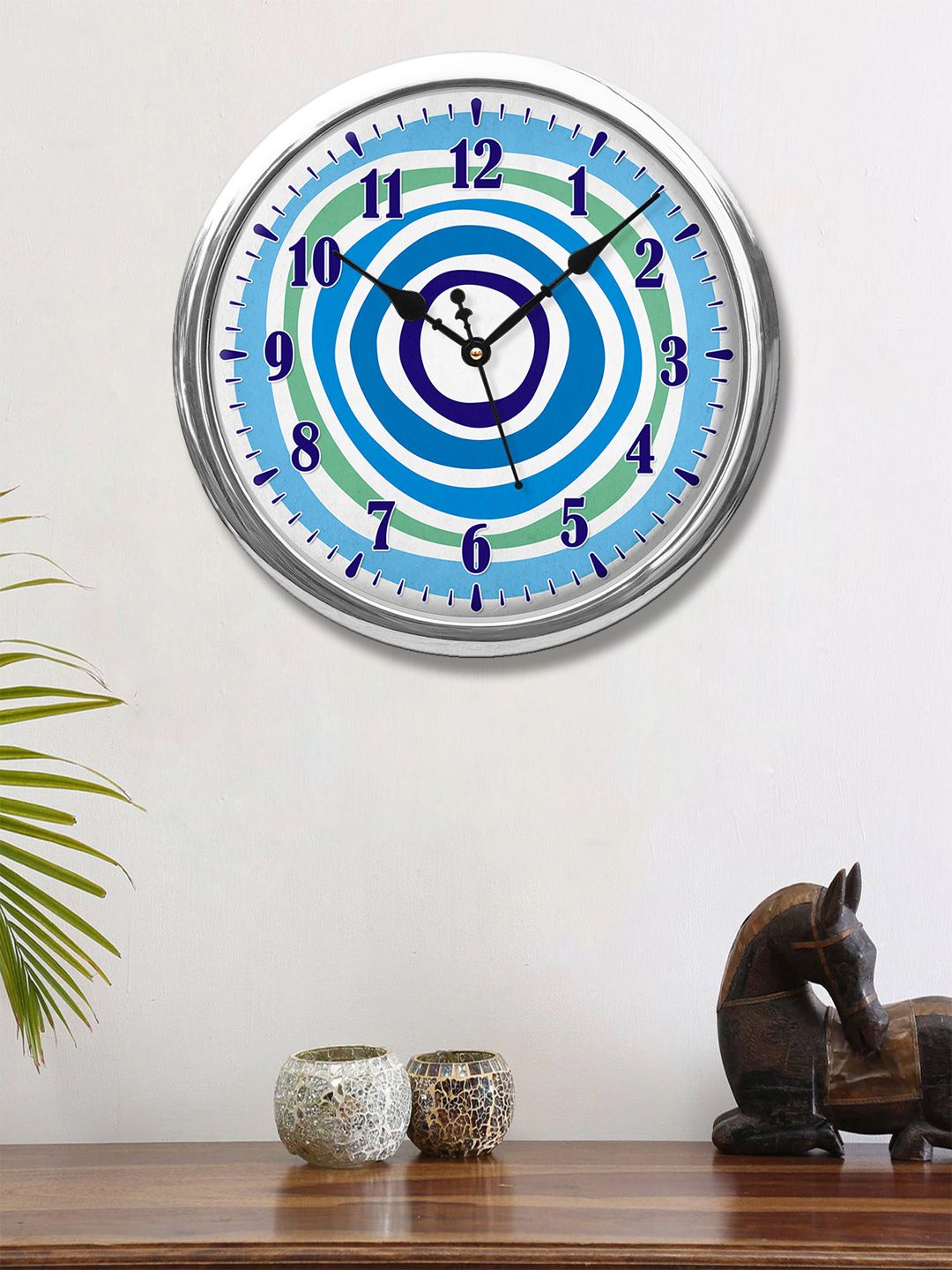 999Store Blue & White Printed Contemporary Wall Clock Price in India