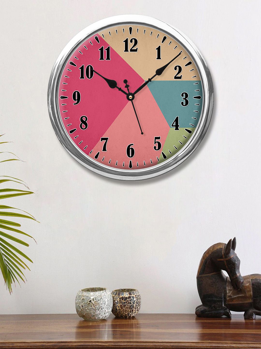 999Store Pink & Blue Colourblocked Contemporary Wall Clock 30 cm Price in India
