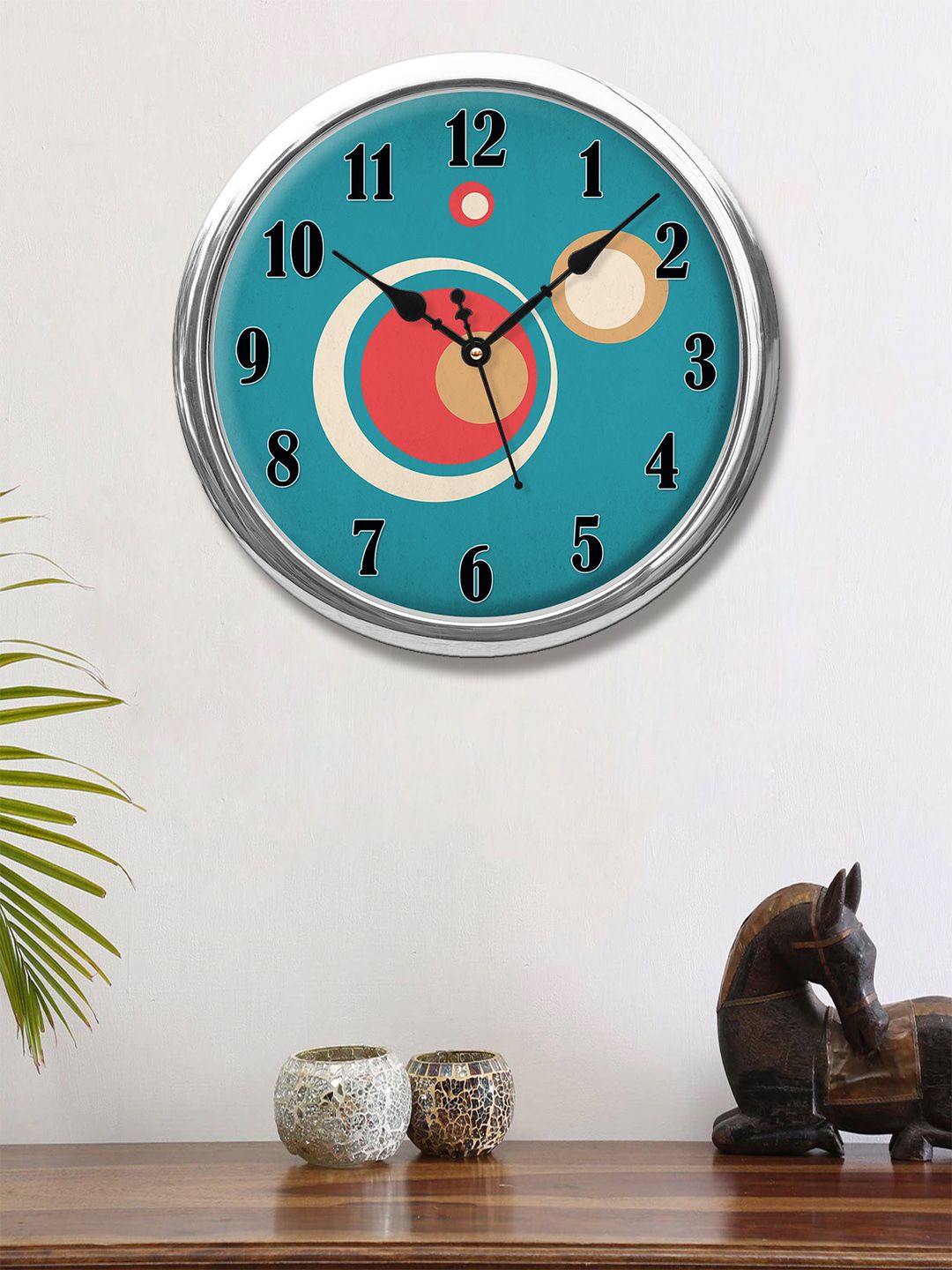 999Store Blue & Red Printed Contemporary Wall Clock Price in India