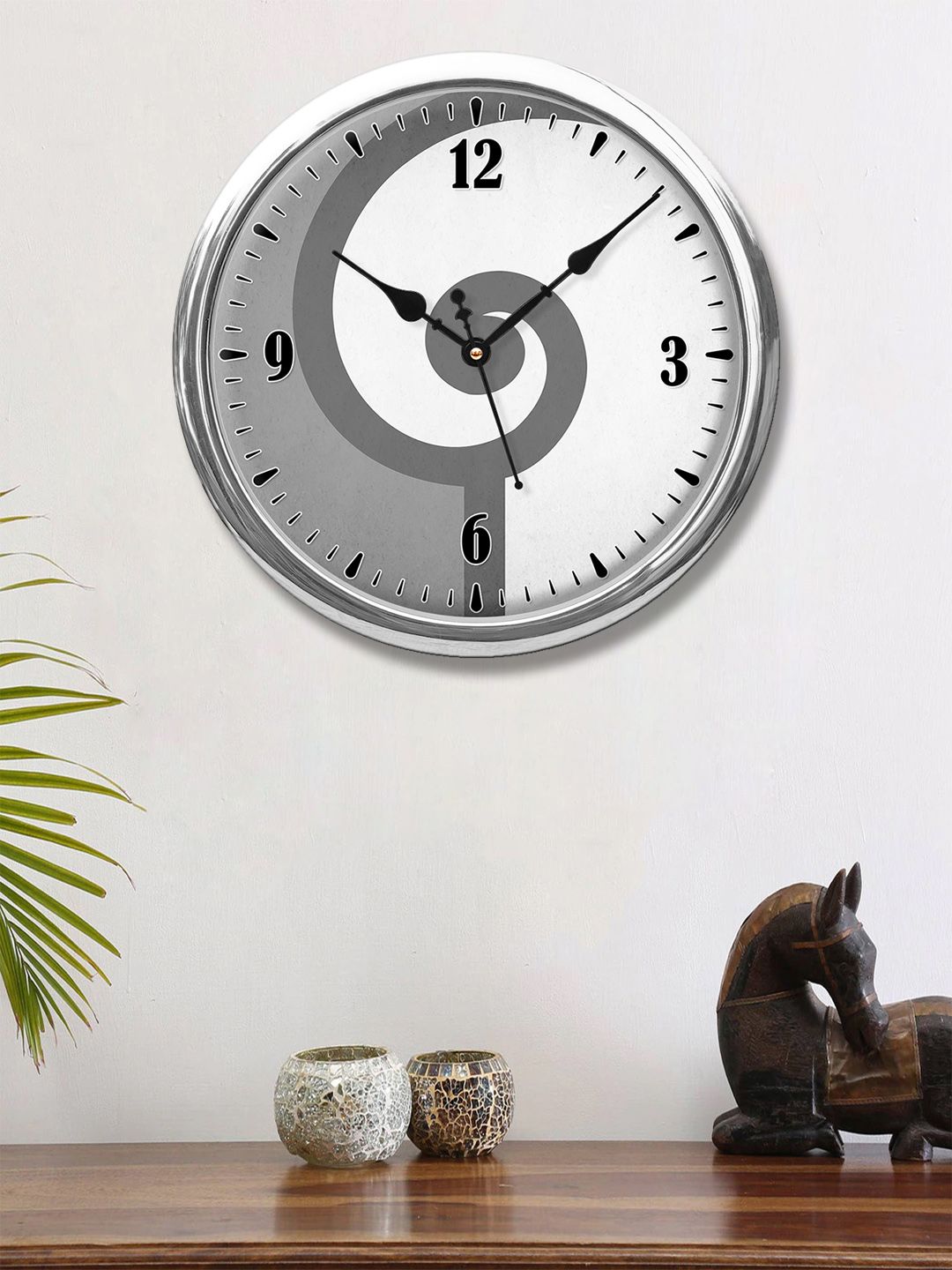 999Store Grey & White Printed Contemporary Wall Clock Price in India