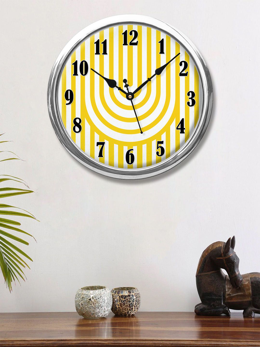 999Store Yellow & White Printed Contemporary Wall Clock Price in India