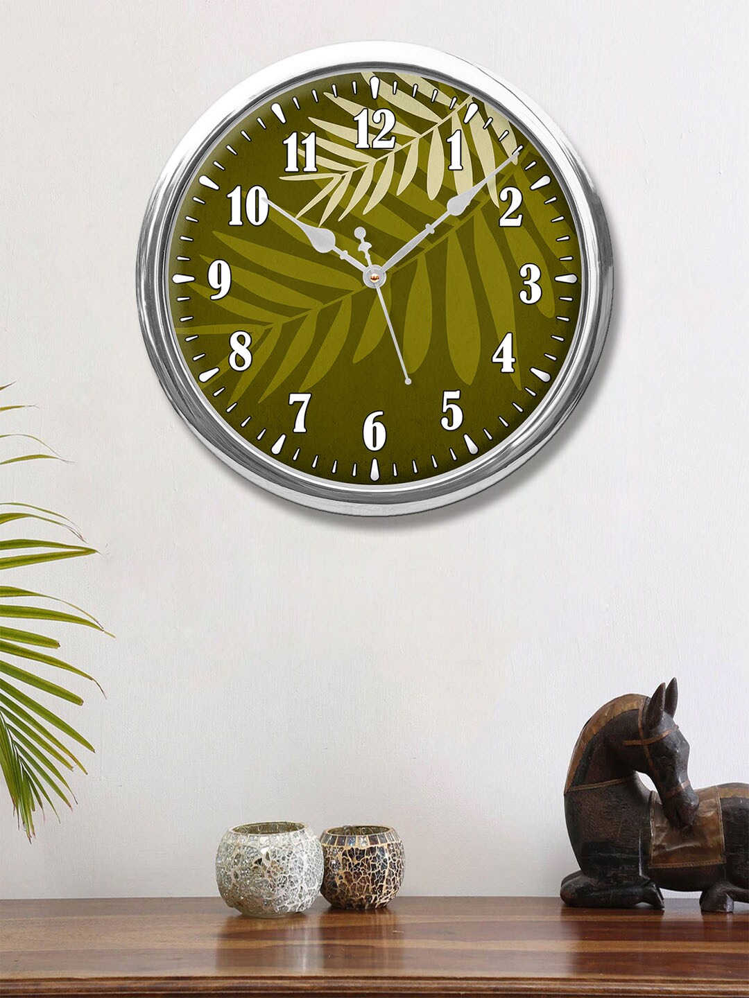 999Store Green & White Printed Contemporary Wall Clock Price in India
