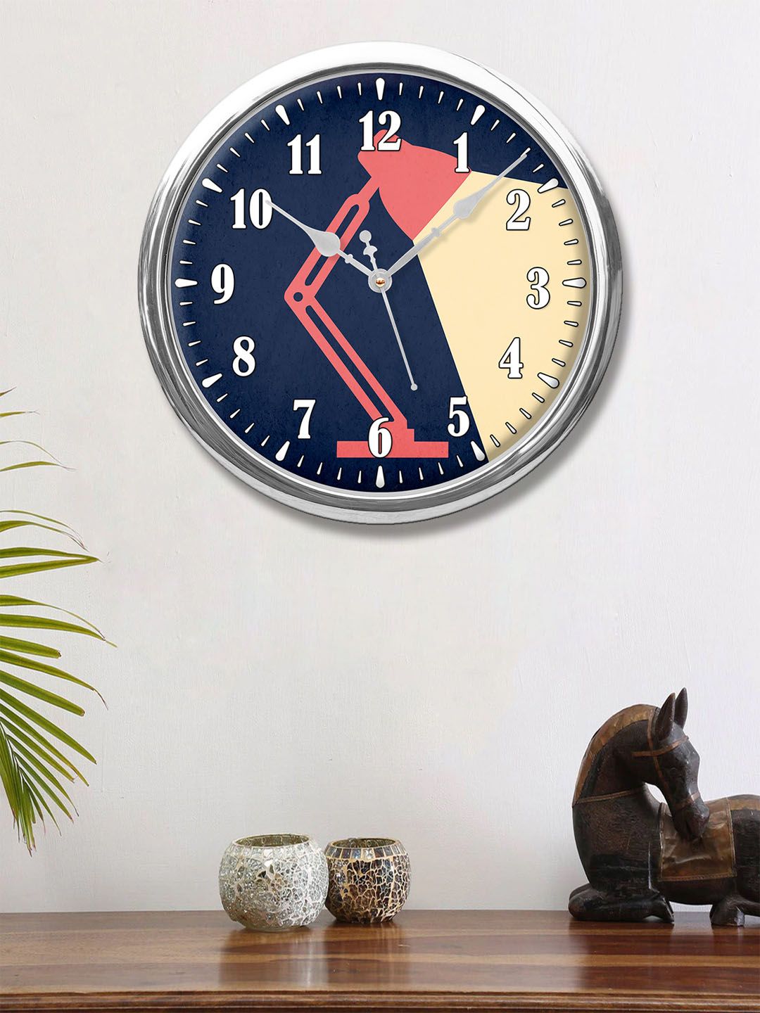 999Store Blue Round Modern Lamp Printed Analogue Wall Clock Price in India