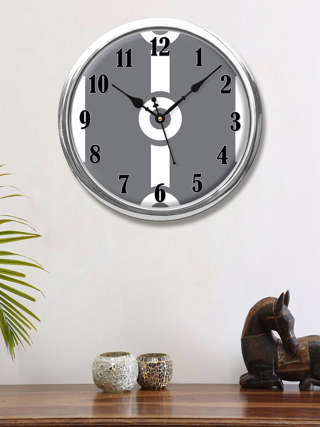 999Store Grey & White Printed Contemporary Wall Clock Price in India