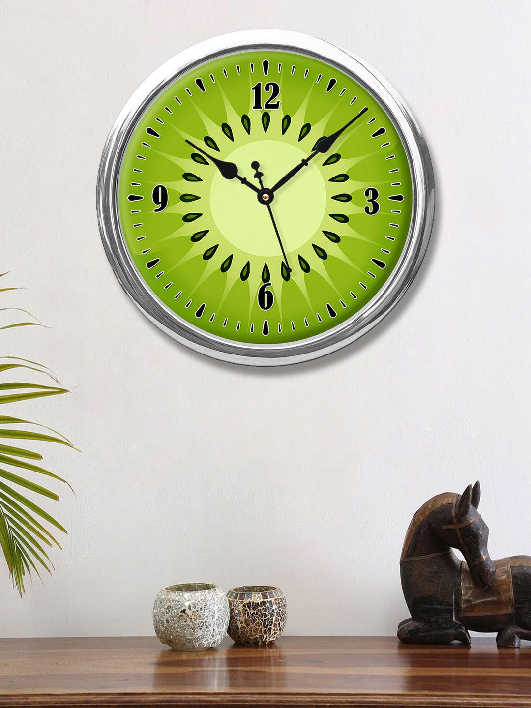 999Store Green & Black Kiwi Fruit Printed Contemporary Wall Clock 30 cm Price in India