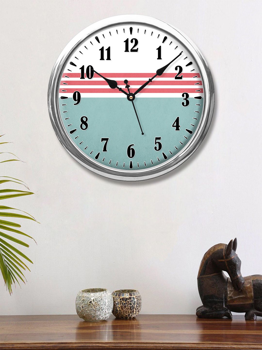 999Store Green & White Printed Contemporary Wall Clock Price in India