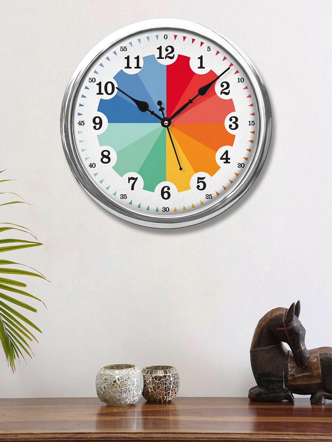 999Store White & Yellow Printed Contemporary Wall Clock Price in India