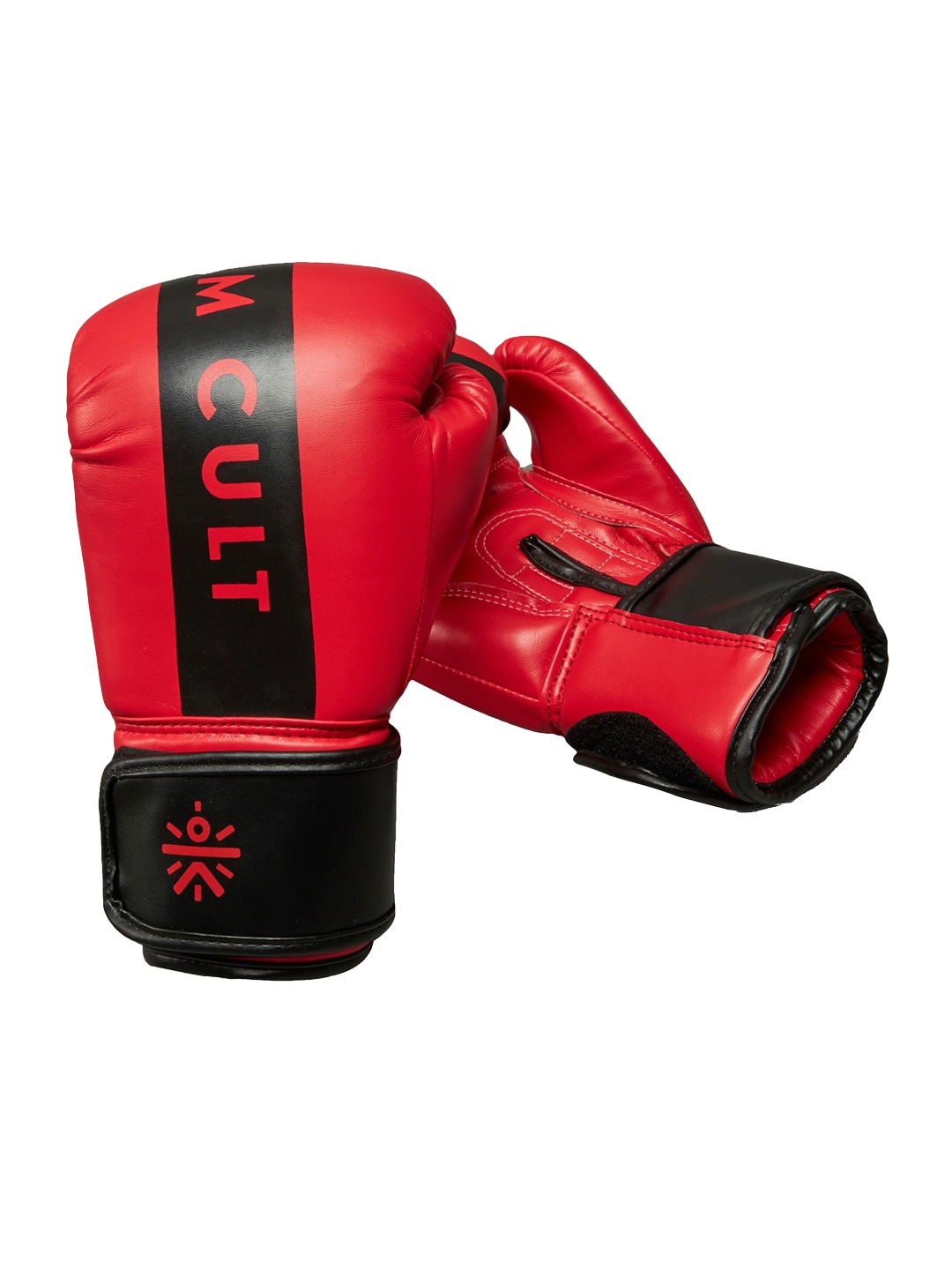 Cultsport Red & Black Colourblocked Combo Boxing Gloves With Handwraps Price in India