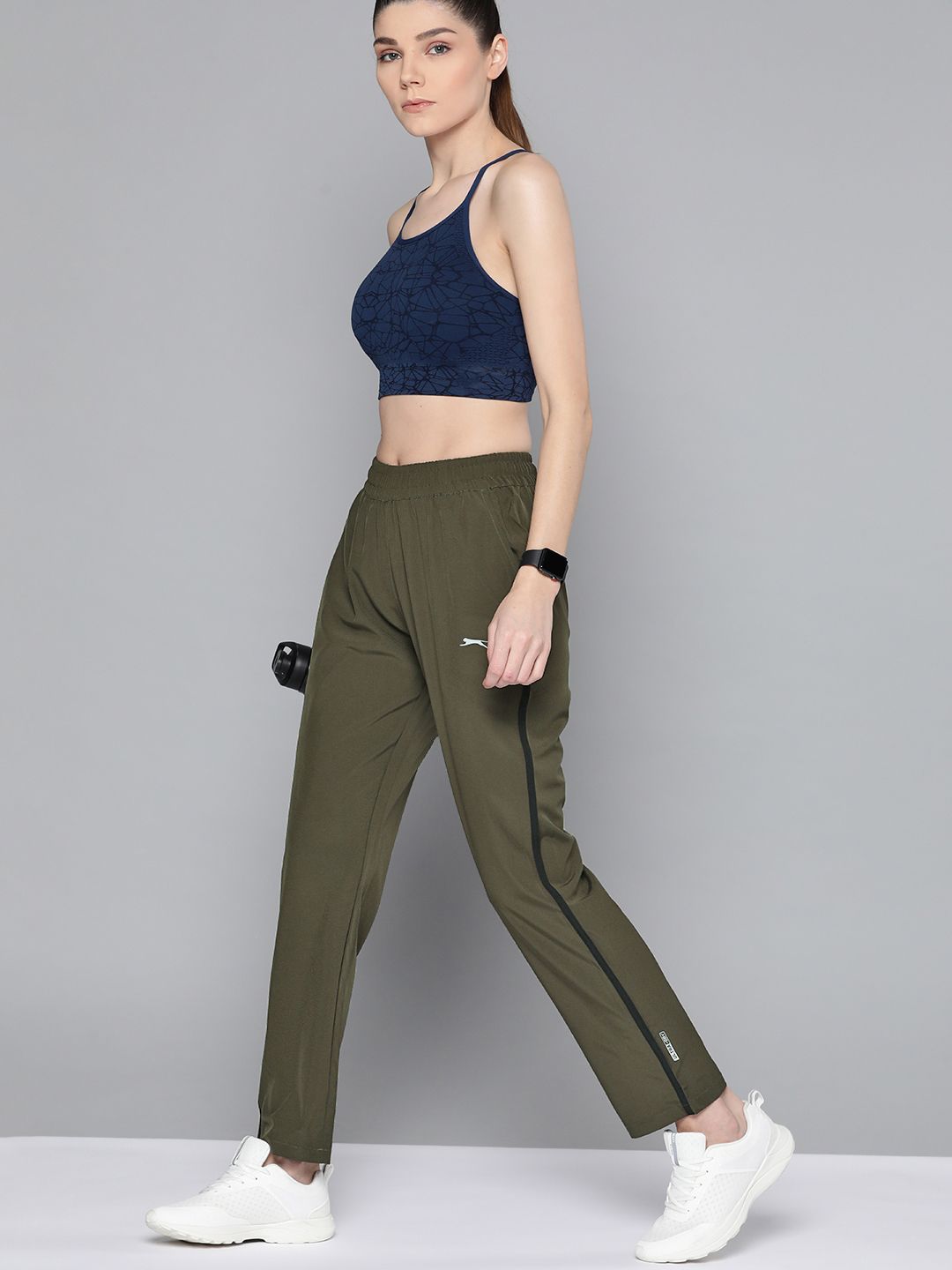 Slazenger Women Olive Green Solid Track Pants Price in India