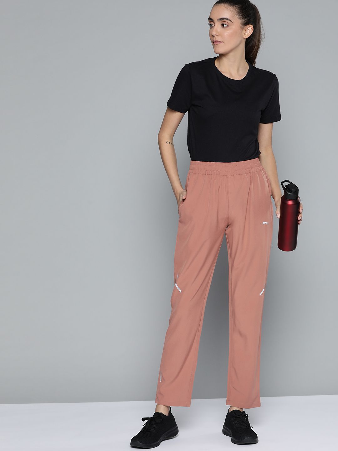 Slazenger Women Dusty Pink Solid Ultra-Dry Running Track Pants Price in India