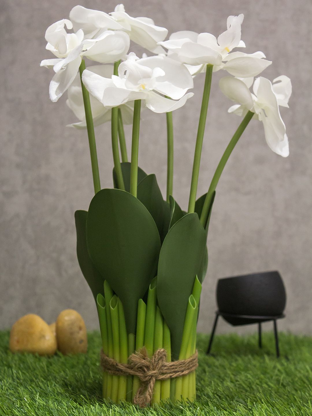 PolliNation White & Green Artificial Orchid Flower Bunch Price in India