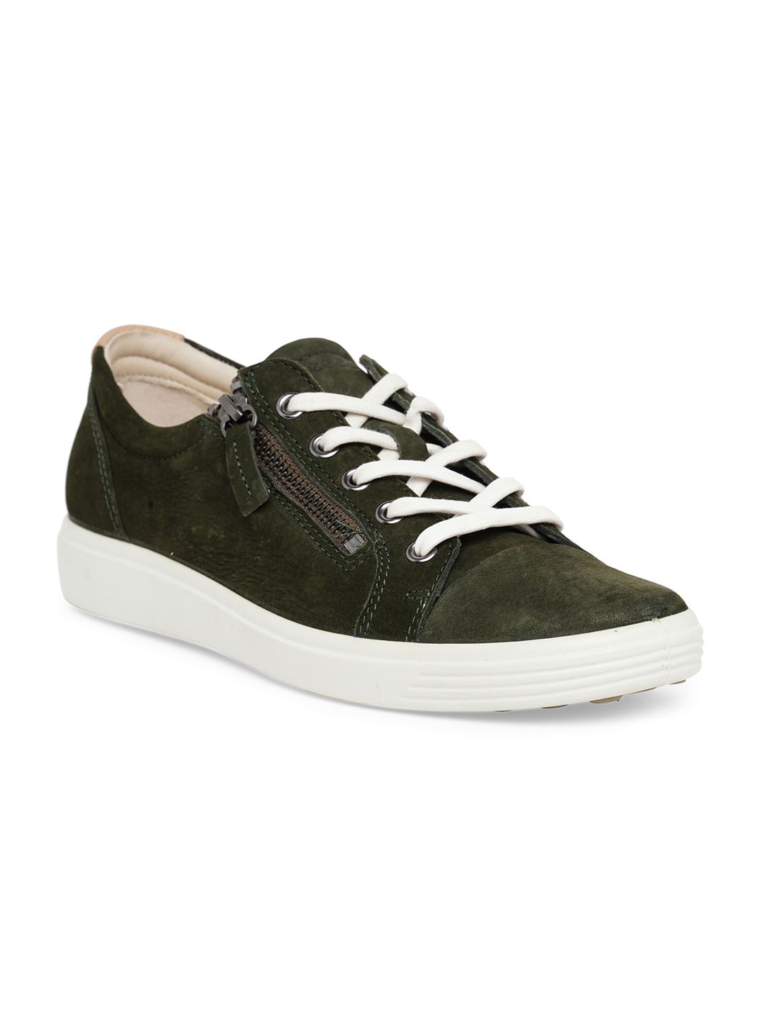 ECCO Soft 7 Side Zip Women Green Nubuck Scandinavian Spirit Sneakers Price in India