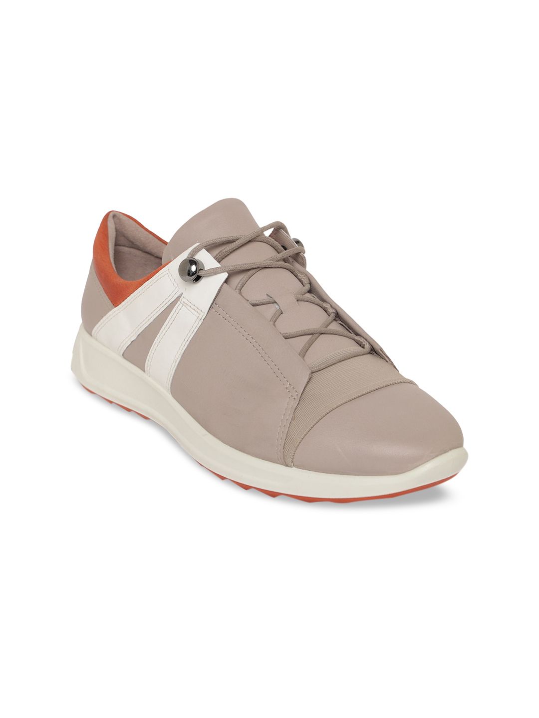 ECCO Women Taupe & White Colourblocked Flexure Runner II Leather Sneaker Upgrades Derbys Price in India