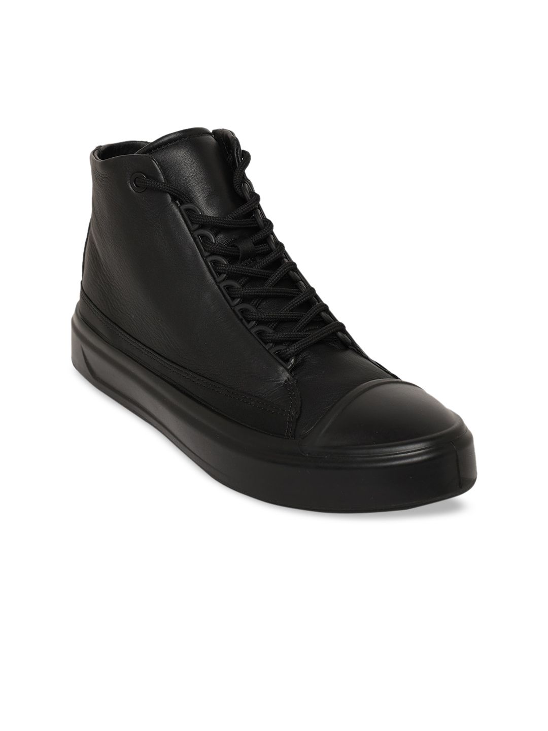 ECCO Women Black Leather Flexure T-Cap High-Top Sneaker Upgrades Price in India