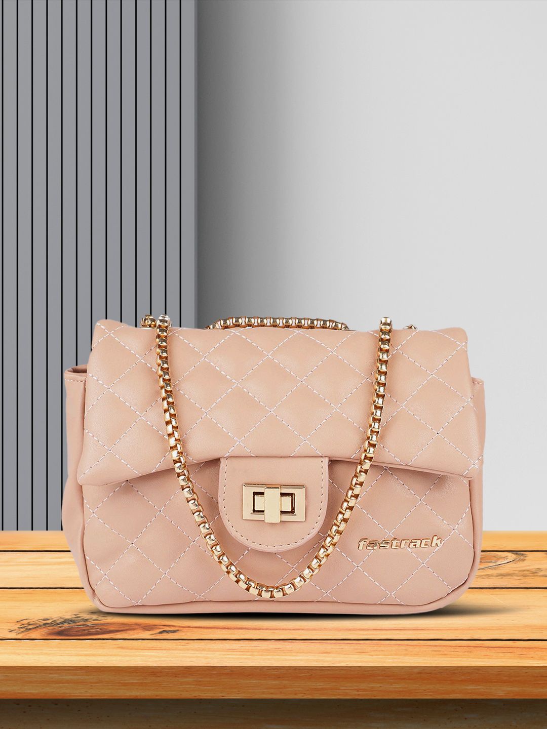 Fastrack Nude-Coloured Quilted Sling Bag Price in India