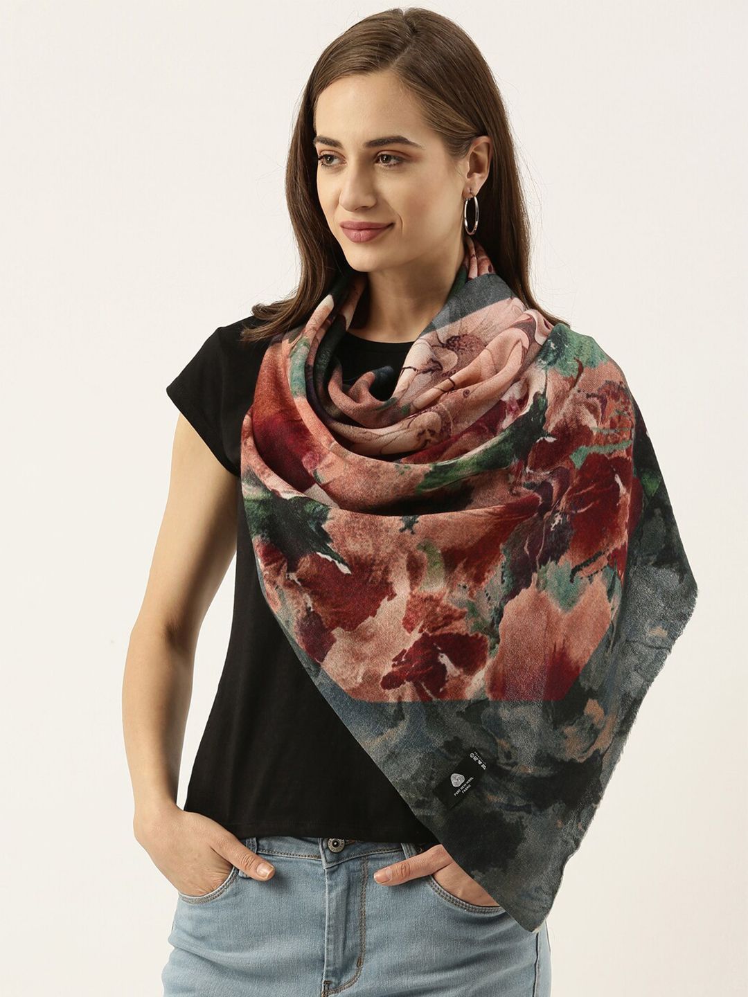 Pashmoda Women Multicoloured Pure Wool Printed Stole Price in India