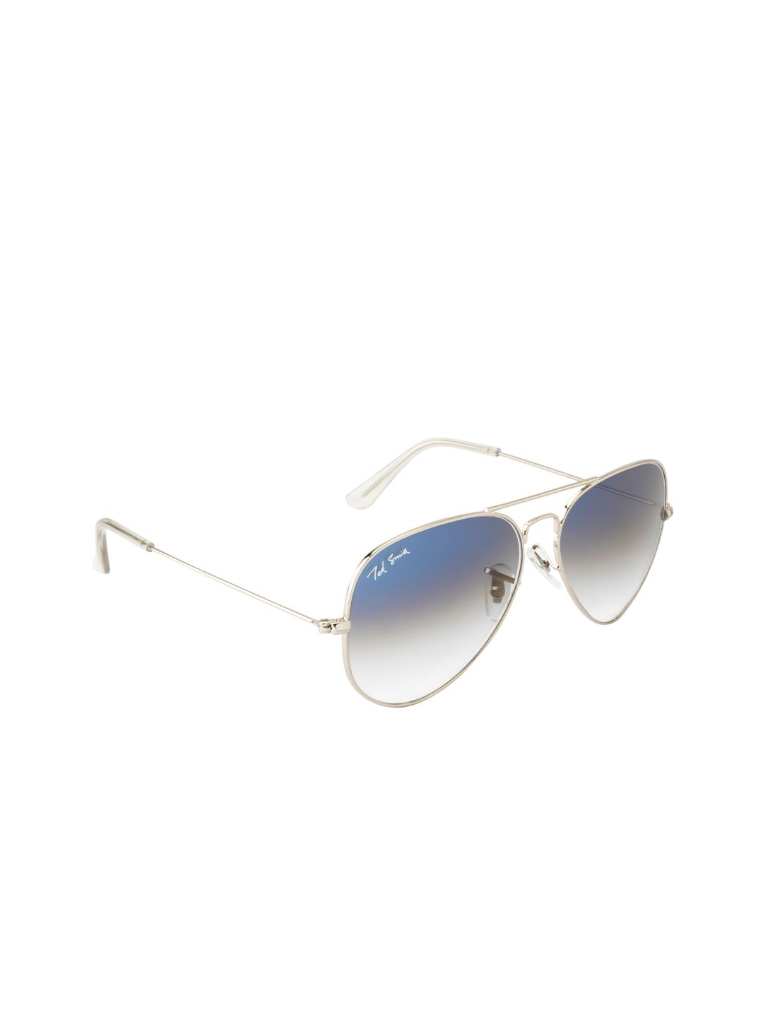 Ted Smith Unisex Grey Lens & Silver-Toned Aviator Sunglasses with UV Protected Lens Price in India