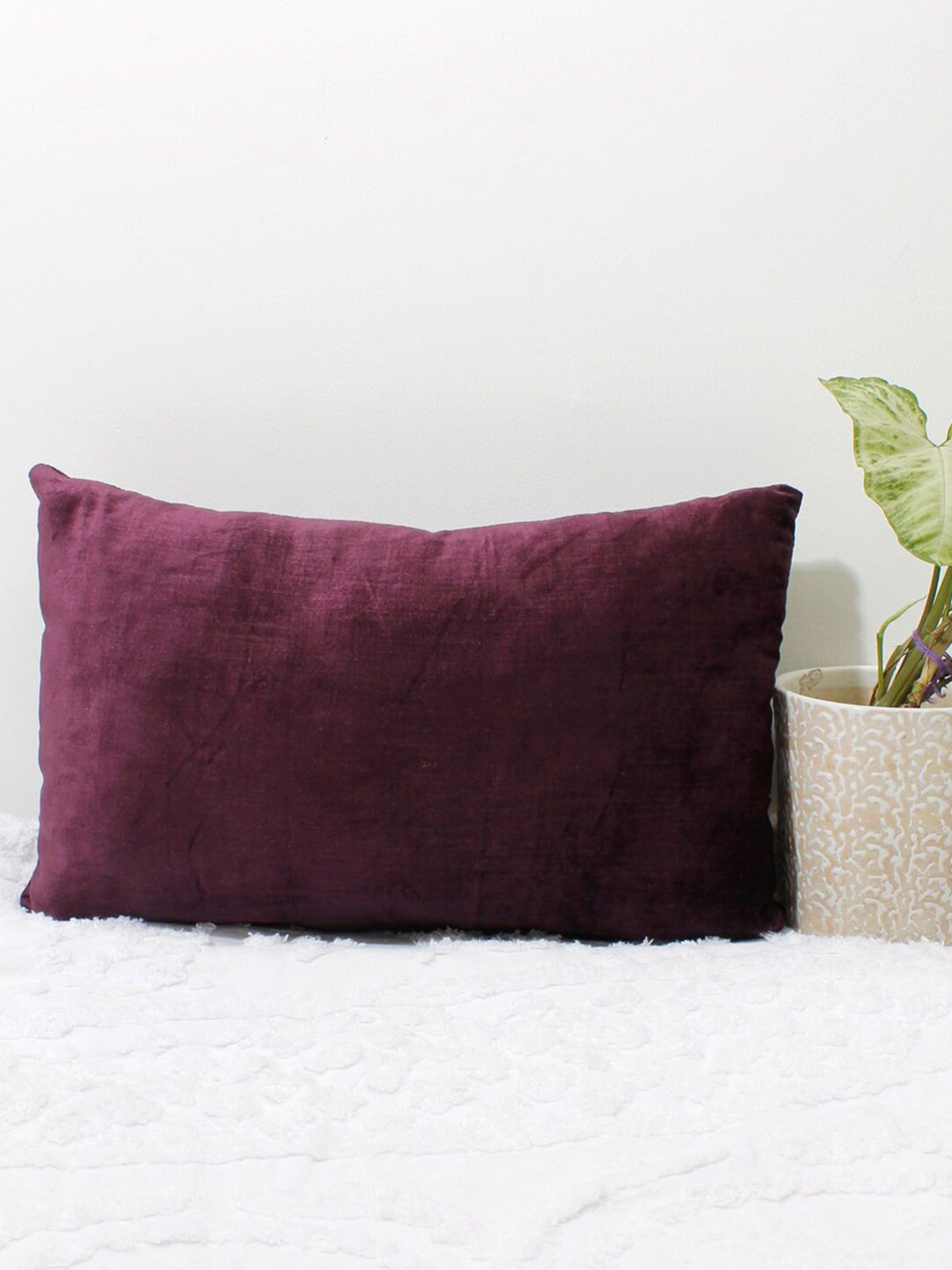 AVI Living Purple Velvet Rectangle Cushion Covers Price in India