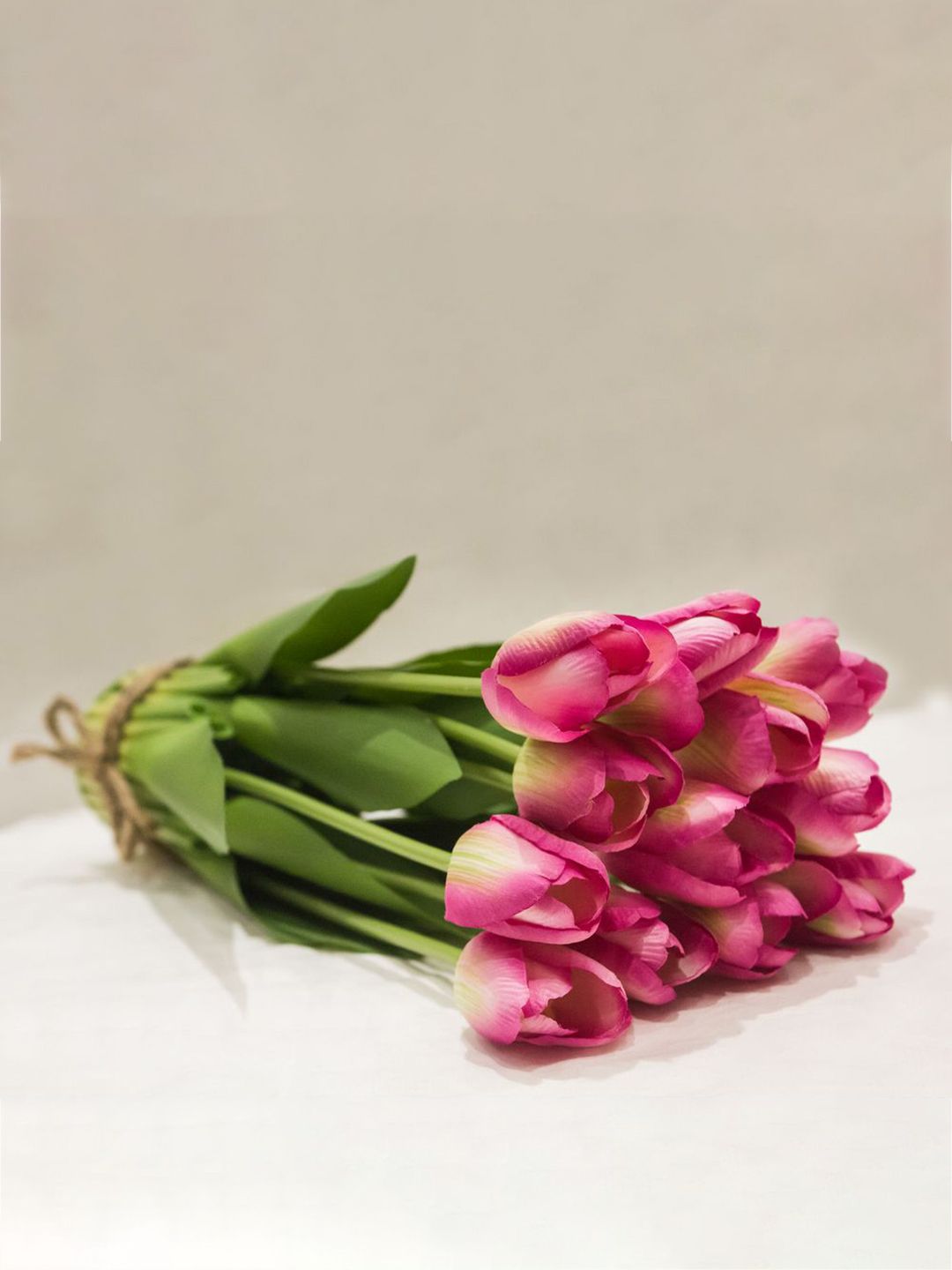 PolliNation Pink & Beige Artificial Tulip Flower Bunch Price in India