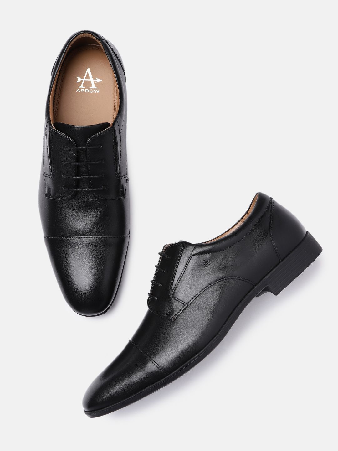 Arrow Men Black Solid REMONT Formal Leather Derbys