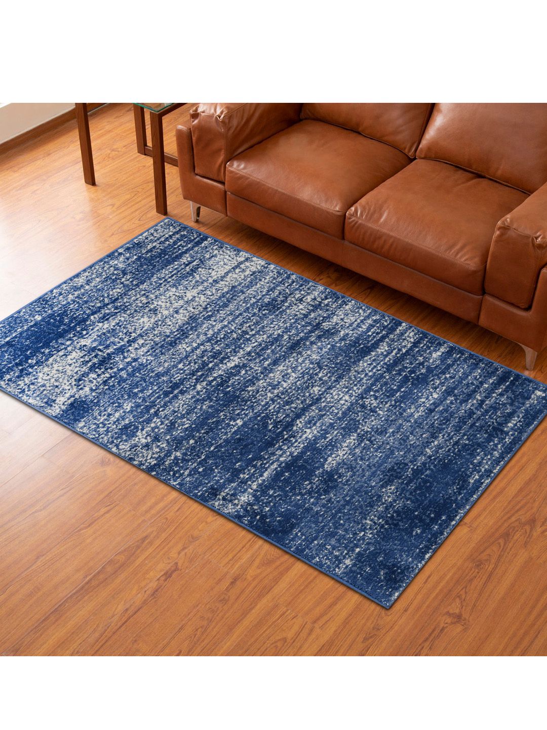 Home Centre Blue & White Woven Bohemian Carpet Price in India