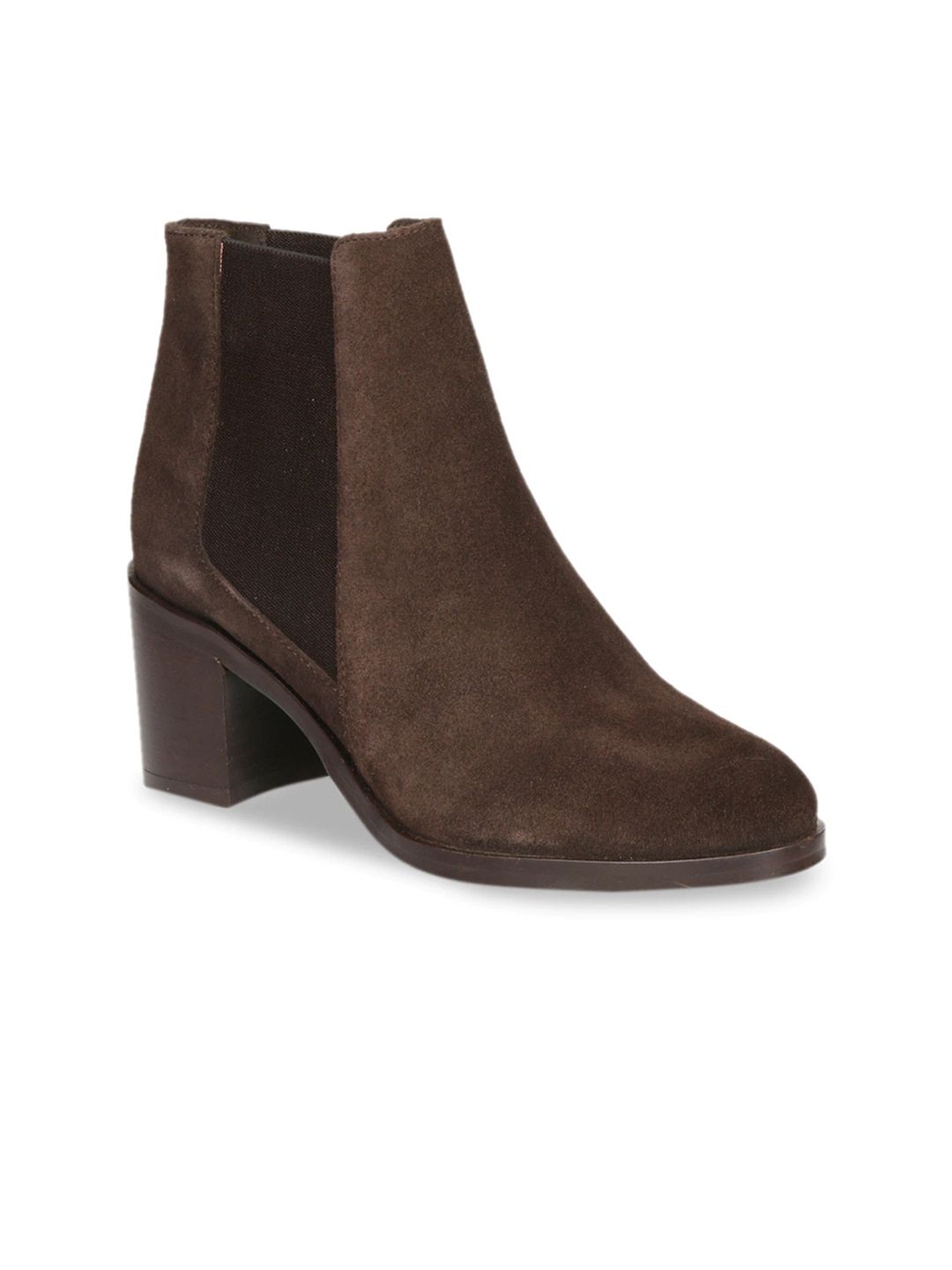 Saint G Brown Suede Block Heeled Boots Price in India