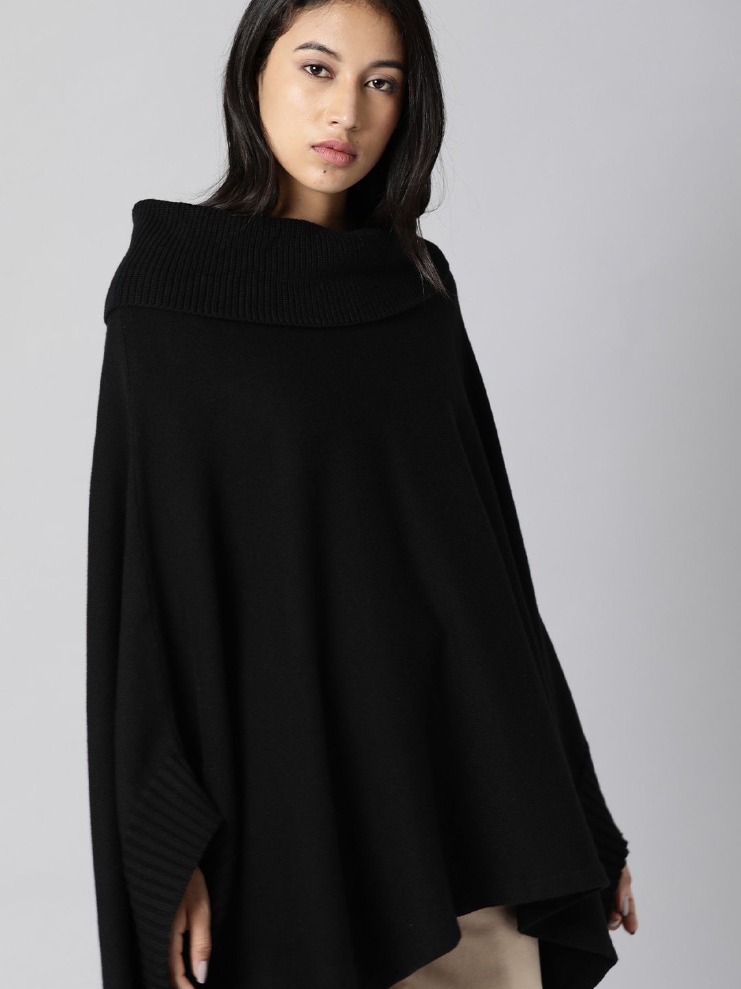 RAREISM Women Black Longline Waterfall Shrug Price in India