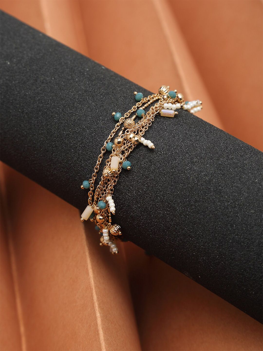 Madame Women Rose Gold & Blue Rose Gold-Plated Multistrand Bracelet Price in India