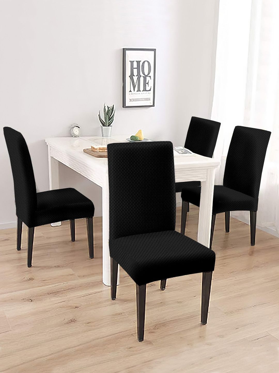 Cortina Black Set of 4 Chair Cover Price in India