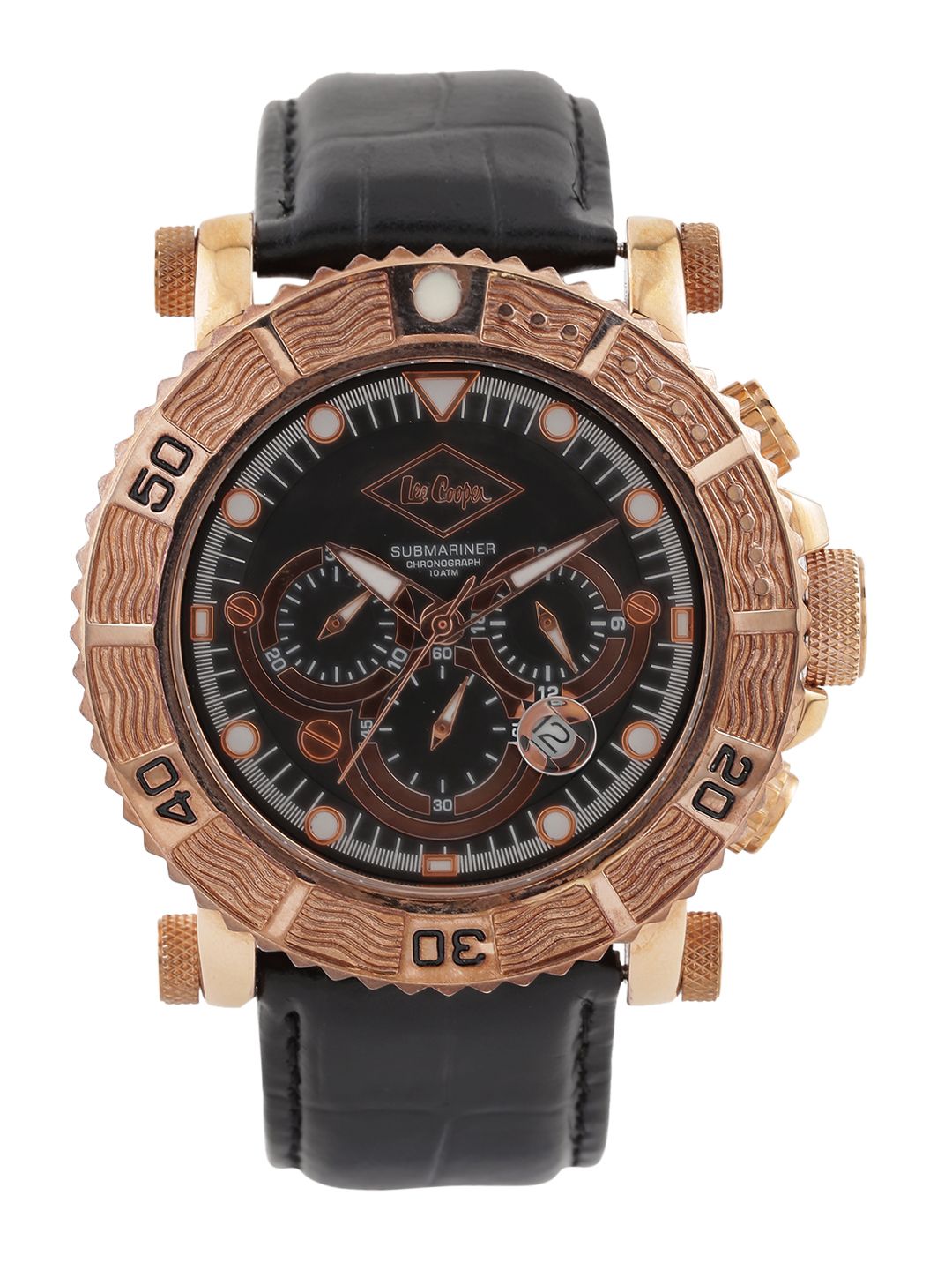 Buy Lee Cooper Men Black Chronograph Dial Watch LC-090710 R1