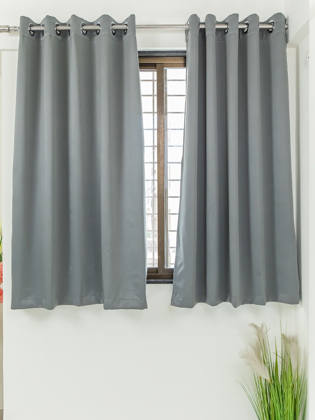 Livpure Smart Grey Set of 2 Black Out Window Curtain Price in India