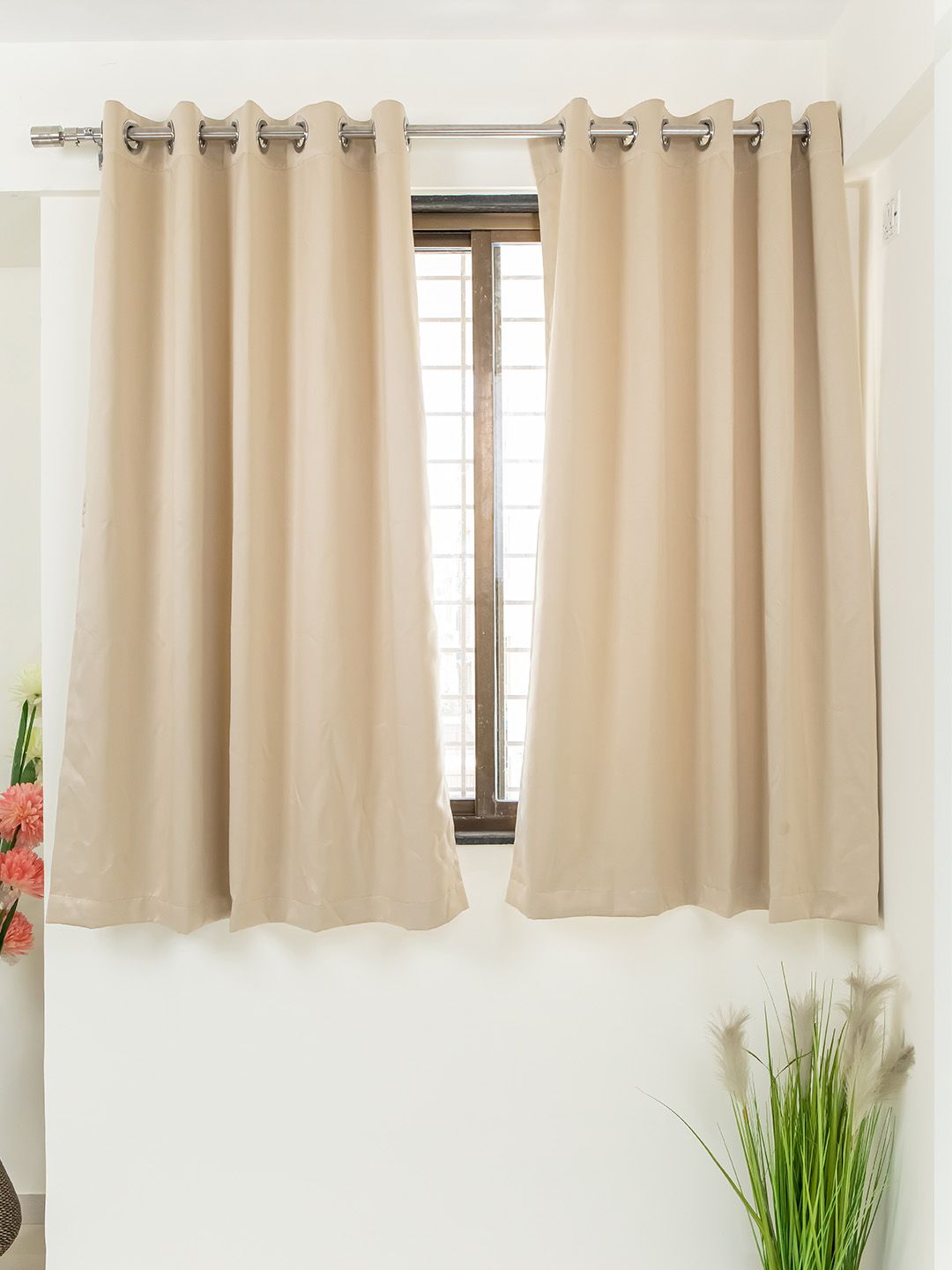Livpure Smart Beige Set of 2 Black Out Window Curtain Price in India