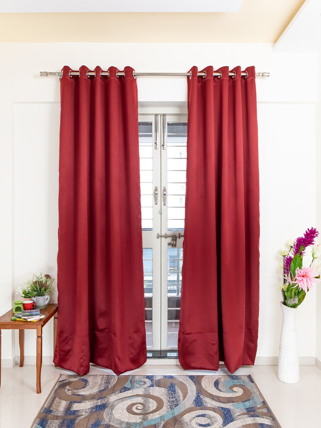 Livpure Smart Maroon Set of 2 Black Out Long Door Curtain Price in India