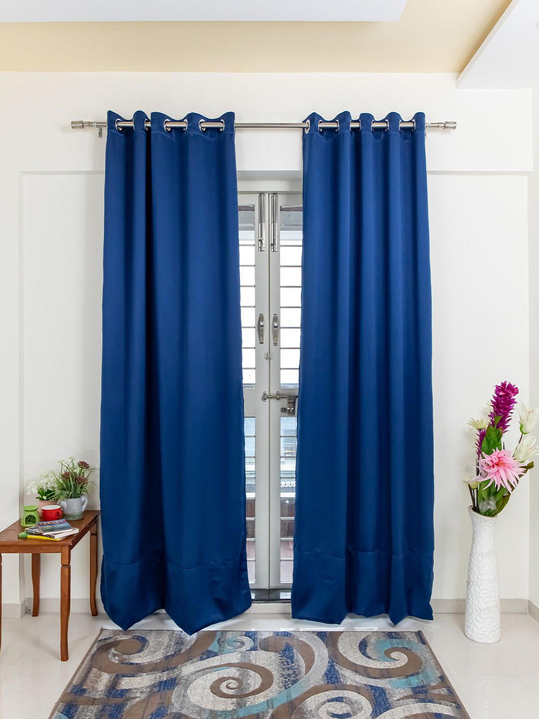 Livpure Smart Navy Blue Set of 2 Black Out Long Door Curtain Price in India