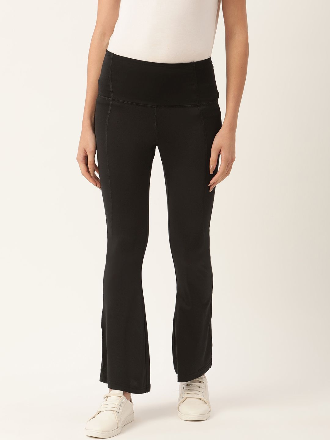 KICA Women Black Solid Flared High Rise Track Pant Price in India