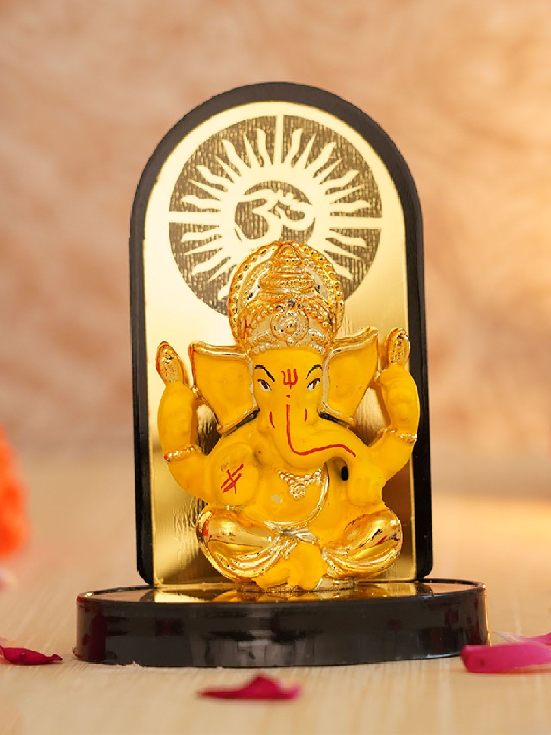 TIED RIBBONS Yellow Decorative Mini Lord Ganesha Idol with Stand Price in India